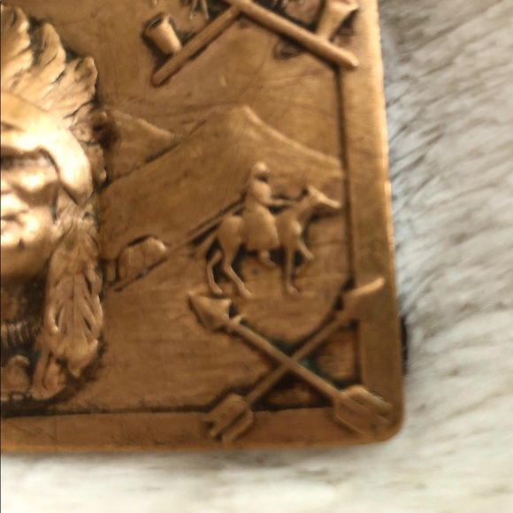 Vintage 1940s Patented Indian Chief Brass Belt Buckle - Picture 5 of 6
